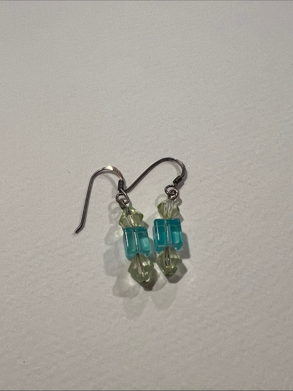 Sterling Silver Turquoise and Light Green Bead Drop Earrings - Women Jewelry